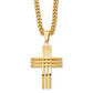 Stainless Steel Chisel Brushed And Polished Yellow Ip-Plated Cross Pendant On A 24 Inch Curb Chain Necklace