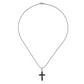 Stainless Steel Chisel Polished With Black Carbon Fiber Inlay Cross Pendant On A 22 Inch Ball Chain Necklace