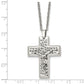 Stainless Steel Chisel Polished And Textured Crucifix Pendant On A 20 Inch Cable Chain Necklace