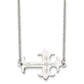 Stainless Steel Chisel Brushed And Polished Flame Design Sideways Cross On A 21 Inch Cable Chain Necklace