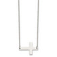 Stainless Steel Chisel Polished Sideways Cross On A 21 Inch Cable Chain Necklace