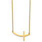 Stainless Steel Chisel Polished Yellow Ip-Plated Curved Sideways Cross On An 18 Inch Cable Chain Necklace