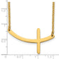 Stainless Steel Chisel Polished Yellow Ip-Plated Curved Sideways Cross On An 18 Inch Cable Chain Necklace