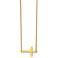 Stainless Steel Chisel Polished Yellow Ip-Plated Sideways Cross On An 18 Inch Cable Chain Necklace