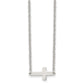 Stainless Steel Chisel Polished Sideways Cross On An 18 Inch Cable Chain Necklace