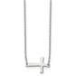 Stainless Steel Chisel Polished Sideways Cross On A 16 Inch Cable Chain Necklace