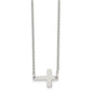 Stainless Steel Chisel Polished Sideways Cross On A 16 Inch Cable Chain Necklace