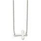 Stainless Steel Chisel Polished Sideways Cross On A 17 Inch Cable Chain Necklace