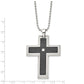 Stainless Steel Chisel Polished With Black Carbon Fiber Inlay .0.1 Carat Diamond Cross Pendant On A 24 Inch Ball Chain Necklace