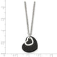 Stainless Steel Chisel Polished Black Ip-Plated Hearts On A 18 Inch Cable Chain Necklace