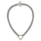 Stainless Steel Chisel Polished Heart On A 17 Inch Cable Chain Multi Strand Necklace