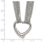 Stainless Steel Chisel Polished Heart On A 17 Inch Cable Chain Multi Strand Necklace