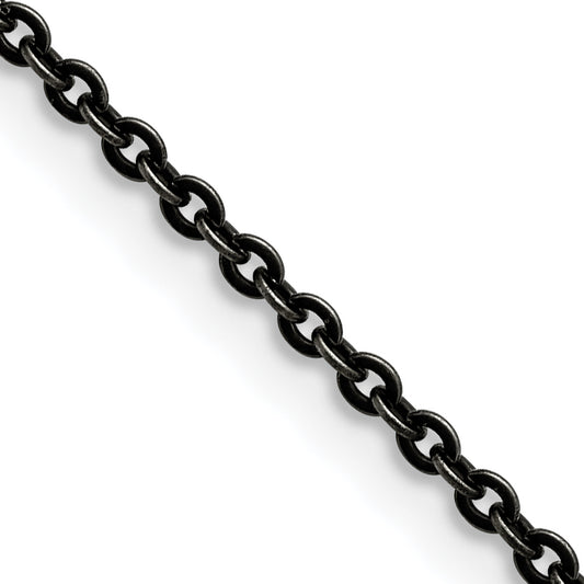 Stainless Steel Chisel Oxidized 18 Inch Cable Chain