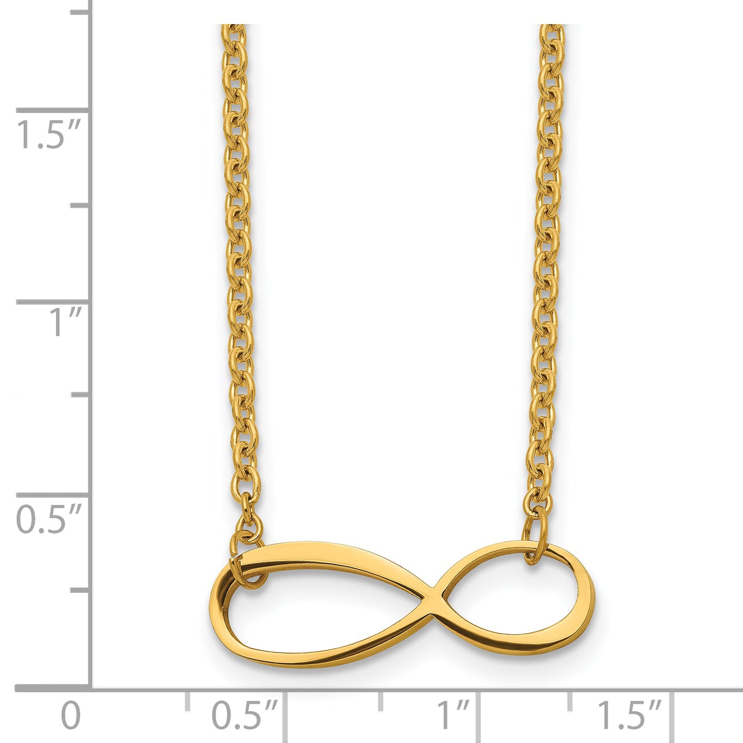 Stainless Steel Chisel Polished Yellow Ip-Plated Infinity Symbol On A 20 Inch Cable Chain Necklace