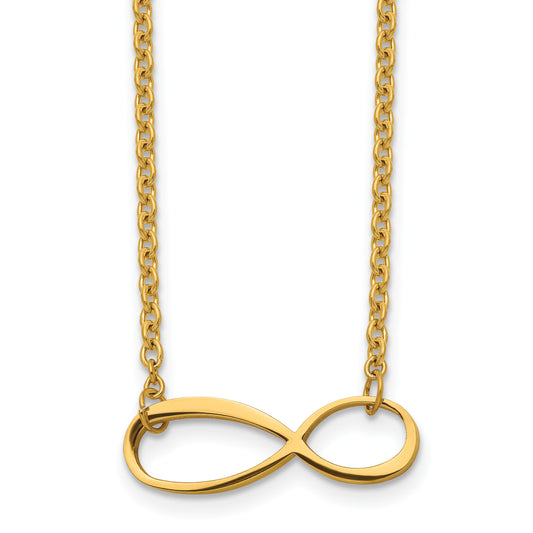 Stainless Steel Chisel Polished Yellow Ip-Plated Infinity Symbol On A 20 Inch Cable Chain Necklace