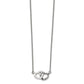 Stainless Steel Chisel Polished And Textured Interlocking Hearts On An 18 Inch Cable Chain Necklace