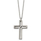 Stainless Steel Chisel Brushed And Antiqued Cut-Out Design Cross Pendant On A 20 Inch Cable Chain Necklace