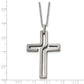 Stainless Steel Chisel Brushed And Antiqued Cut-Out Design Cross Pendant On A 20 Inch Cable Chain Necklace