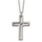 Stainless Steel Chisel Brushed And Antiqued Cut-Out Design Cross Pendant On A 20 Inch Cable Chain Necklace