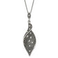 Stainless Steel Fancy Antiqued Crystal Pendant With 2In Ext Necklace