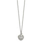 Stainless Steel Chisel Polished Cz Heart Lock And Key 2-Piece Moveable Pendant On An 18 Inch Cable Chain Necklace