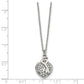 Stainless Steel Chisel Polished Cz Heart Lock And Key 2-Piece Moveable Pendant On An 18 Inch Cable Chain Necklace