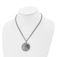 Stainless Steel Chisel Antiqued And Polished Circle Pendant On An 18 Inch Multi-Strand Cable Chain Necklace