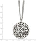 Stainless Steel Chisel Antiqued And Polished Circle Pendant On An 18 Inch Multi-Strand Cable Chain Necklace