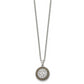 Stainless Steel Chisel Antiqued And Polished Yellow Ip-Plated With Cz Circle Pendant On An 18 Inch Cable Chain Necklace