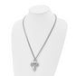 Stainless Steel Chisel Polished Cross With Skull Pendant On A 24 Inch Curb Chain Necklace