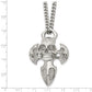 Stainless Steel Chisel Polished Cross With Skull Pendant On A 24 Inch Curb Chain Necklace