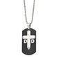 Stainless Steel Chisel Polished Black Ip-Plated With Cz Dad Dog Tag And Cross Pendant On A 22 Inch Ball Chain Necklace