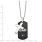 Stainless Steel Chisel Polished Black Ip-Plated With Cz Dad Dog Tag And Cross Pendant On A 22 Inch Ball Chain Necklace