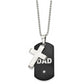 Stainless Steel Chisel Polished Black Ip-Plated With Cz Dad Dog Tag And Cross Pendant On A 22 Inch Ball Chain Necklace