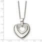 Stainless Steel Chisel Polished Three Piece Moveable Heart Pendant On A 20 Inch Cable Chain Necklace