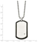 Stainless Steel Chisel Polished Black Ip-Plated With Cz Dog Tag On A 22 Inch Ball Chain Necklace