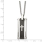 Stainless Steel Chisel Polished Black Ip-Plated With Cz Cross Pendant On A 22 Inch Curb Chain Necklace