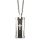 Stainless Steel Chisel Polished Black Ip-Plated With Cz Cross Pendant On A 22 Inch Curb Chain Necklace