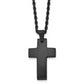 Stainless Steel Chisel Brushed Black Ip-Plated Cross Pendant On A 20 Inch Rope Chain Necklace