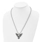 Stainless Steel Chisel Antiqued And Polished Skull With Wings Pendant On A 22 Inch Ball Chain Necklace