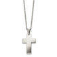 Stainless Steel Chisel Brushed Cross Pendant On A 20 Inch Cable Chain Necklace