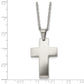 Stainless Steel Chisel Brushed Cross Pendant On A 20 Inch Cable Chain Necklace