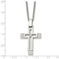 Stainless Steel Chisel Brushed And Polished With Cz Open Cross Pendant On A 22 Inch Cable Chain Necklace