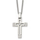 Stainless Steel Chisel Brushed And Polished With Cz Open Cross Pendant On A 22 Inch Cable Chain Necklace