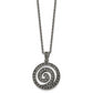 Stainless Steel Chisel Antiqued And Polished Marcasite Swirl Pendant On An 18 Inch Cable Chain Necklace