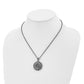 Stainless Steel Chisel Antiqued And Polished Marcasite Swirl Pendant On An 18 Inch Cable Chain Necklace