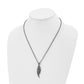 Stainless Steel Chisel Antiqued And Polished With Marcasite Wing Pendant On A 20 Inch Singapore Chain Necklace