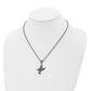 Stainless Steel Chisel Antiqued And Polished With Marcasite Hummingbird Pendant On An 18 Inch Singapore Chain Necklace