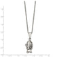 Stainless Steel Chisel Polished And Antiqued Magnetic Fish Prayer Box On An 18 Inch Cable Chain Necklace