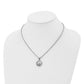 Stainless Steel Chisel Polished Circle With Cz And Heart Pendant On An 18 Inch Cable Chain Necklace